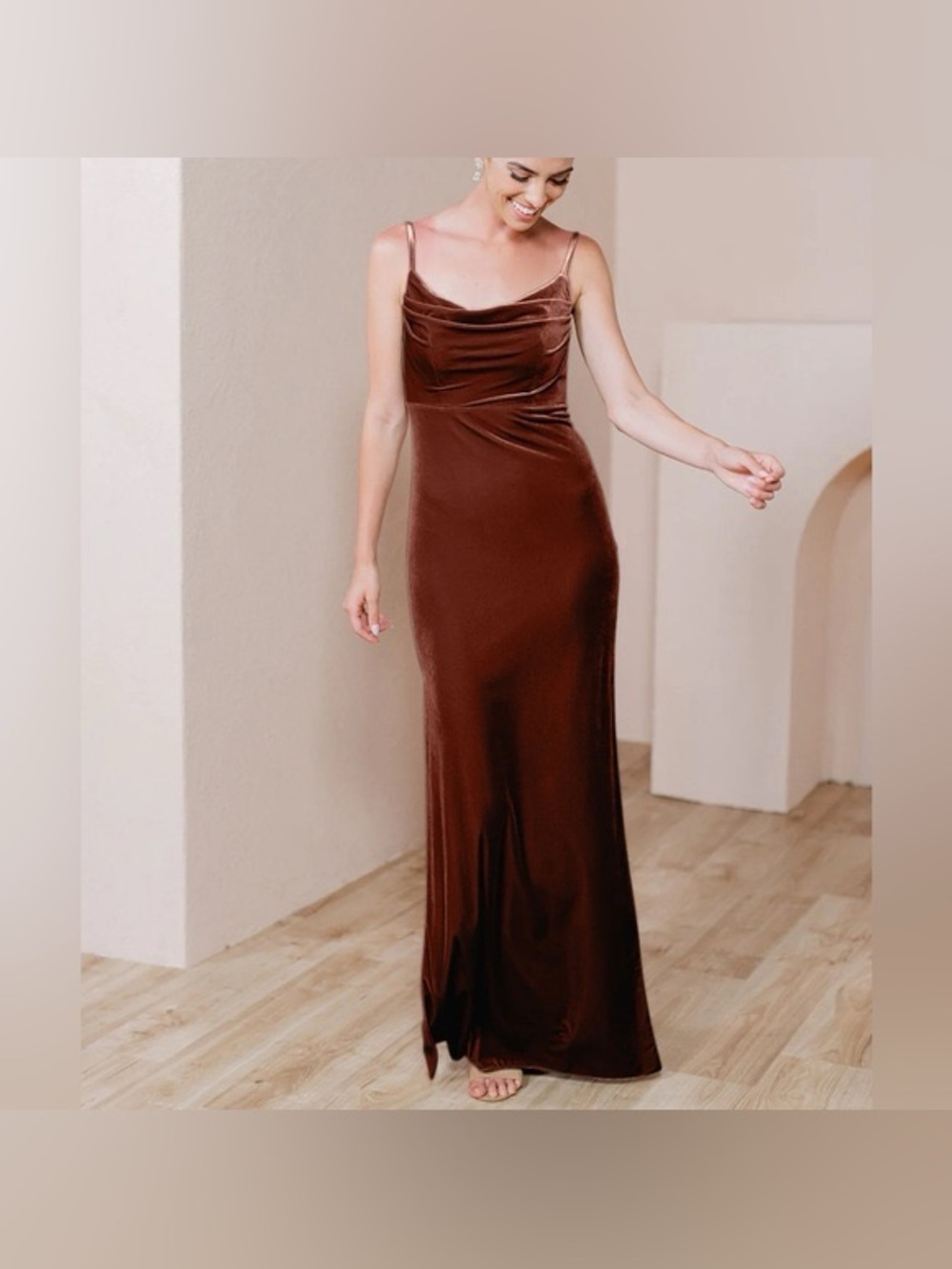 Revelry Velvet Dress in Deep Brown